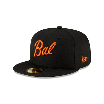 Black Baltimore Orioles Hat - New Era MLB Ligature 59FIFTY Fitted Caps USA4231869